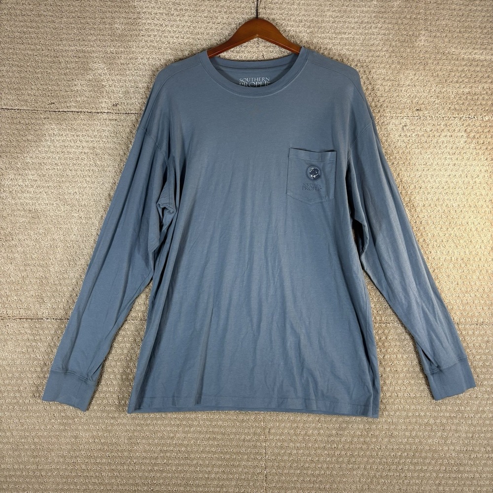 Southern Proper Shirt Mens XL Blue What A Gentleman Would Wear Tee Blue Gray L/S